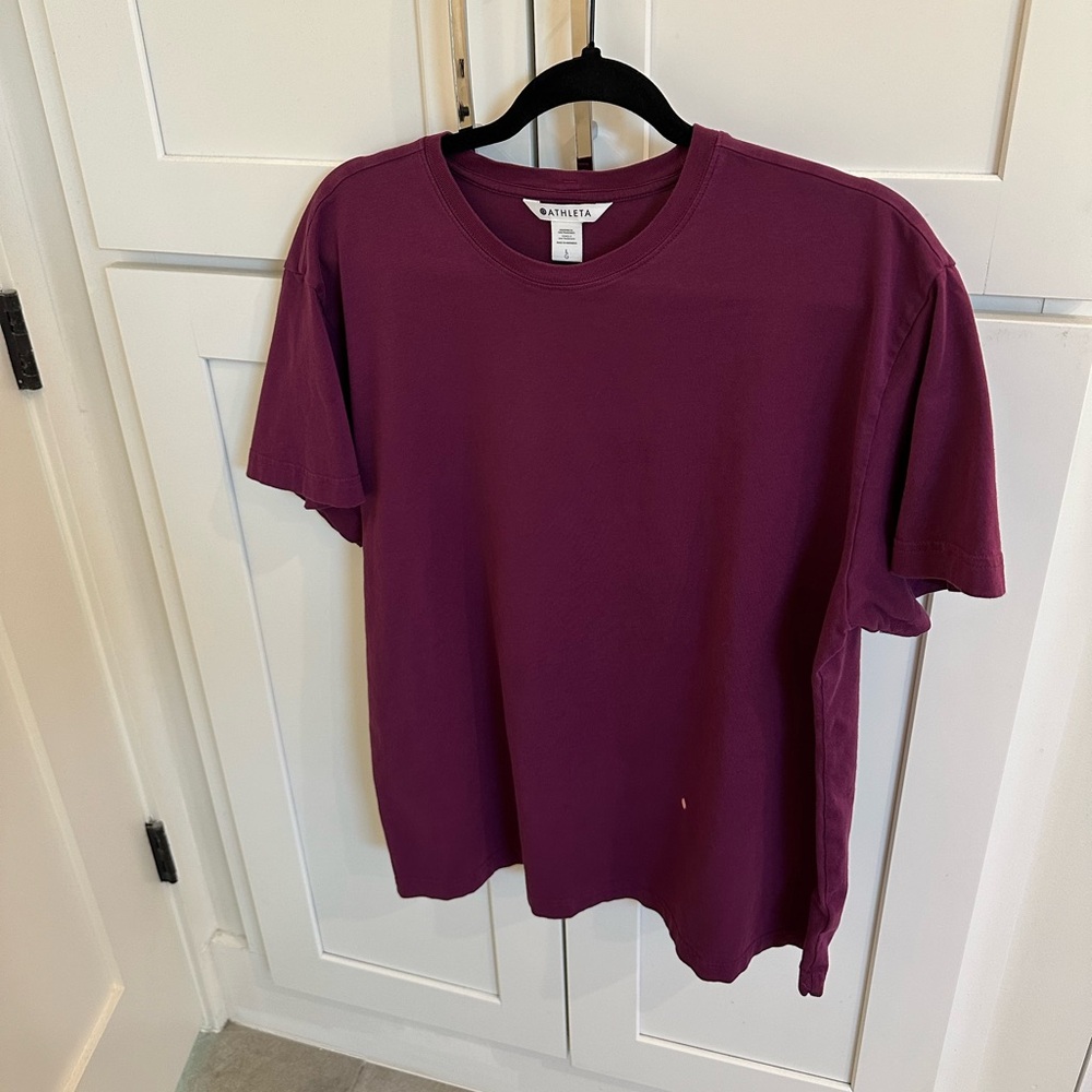 Athleta True Cotton Short Sleeve Crew Tee In Plum Size Large